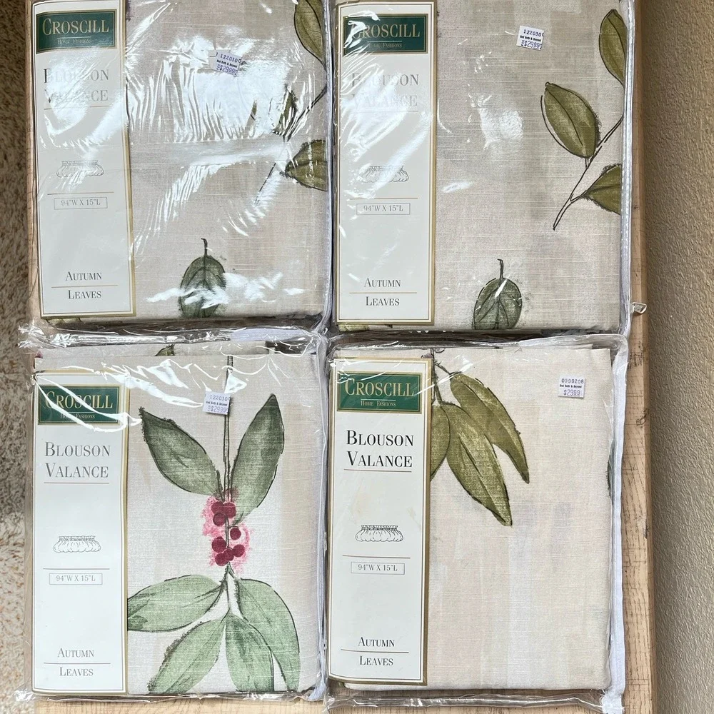 Lot of 4 Croscill Autumn Leaves 5741 Blouson Valance Vintage NOS 94 X 15